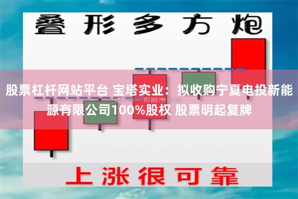 股票杠杆网站平台 宝塔实业：拟收购宁夏电投新能源有限公司100%股权 股票明起复牌