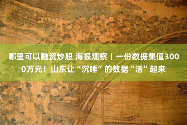 哪里可以融资炒股 海报观察丨一份数据集值3000万元！山东让“沉睡”的数据“活”起来